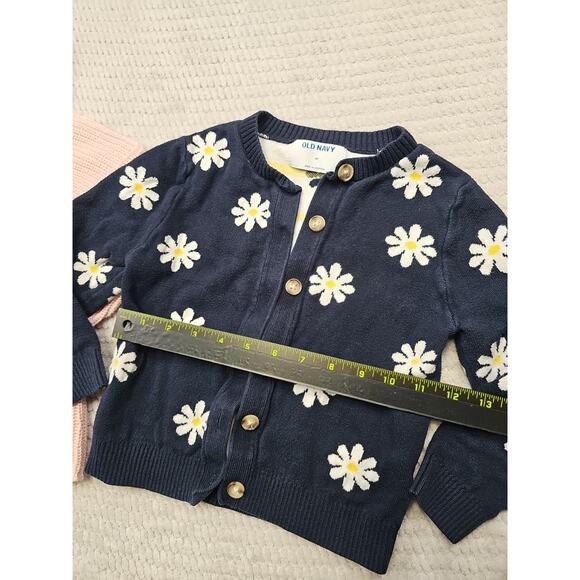 Old Navy Sweater Girls 4T Flower Print Cardigan Pink Cowl Neck - Picture 3 of 9